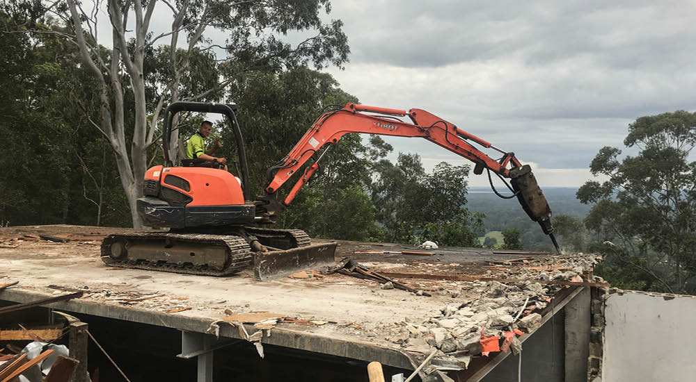 House demolition at Doonan on the Sunshine Coast
